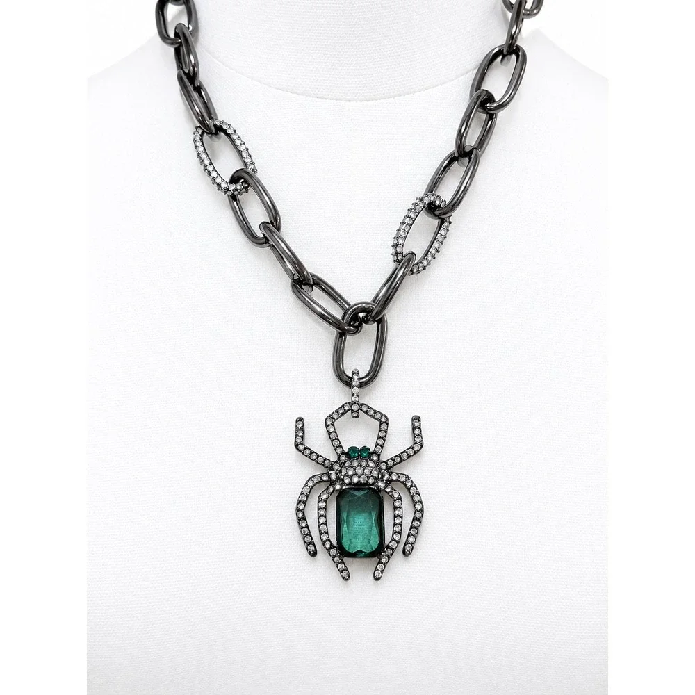 Betsey Johnson Rich Witch Spider Jewelry Set Gothic Green Purple Crystal